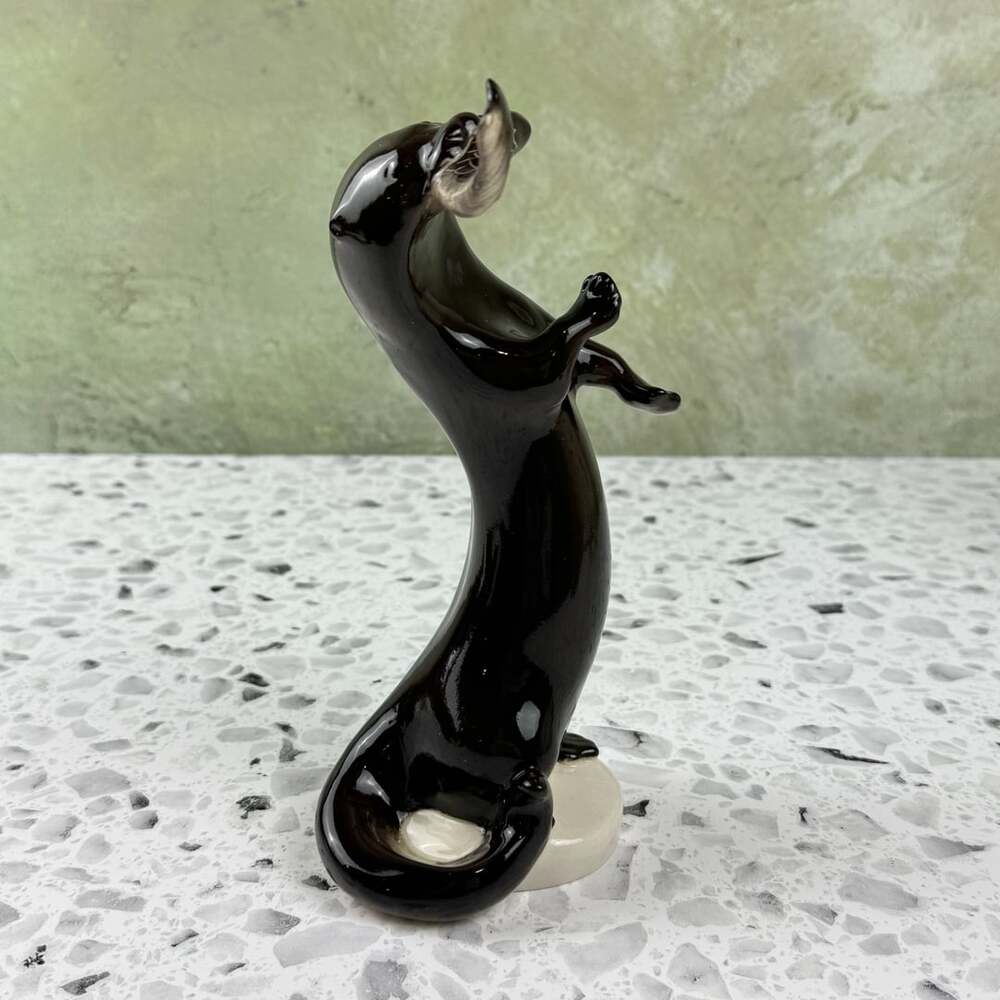Lomonosov Porcelain Otter Figurine Standing With Fish Made In Russia